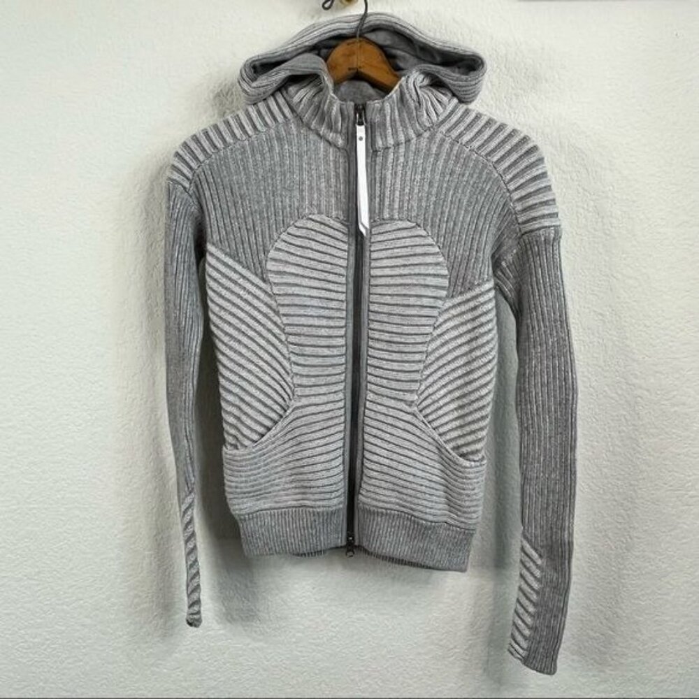 Lululemon Embrace Hoodie *Knit Heathered Medium Grey / White